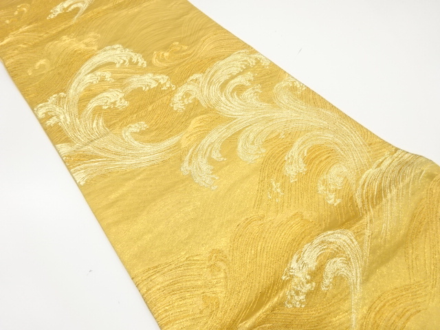 JAPANESE KIMONO / ANTIQUE FUKURO OBI / SILK / WOVEN RAGING WAVES